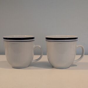 Pottery Barn Ceramic 12 Ounce Club Blue Coffee Mug Set.